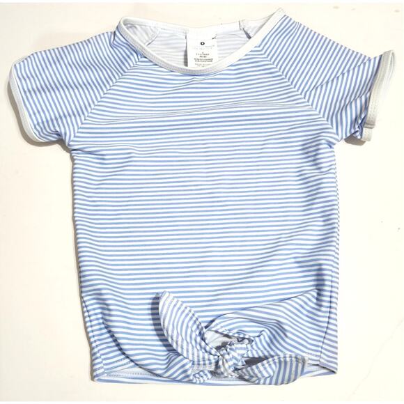 Snapper Rock Sustainable Stripe Knot SS Rash Guard Top Powder Blue 2 NEW - Picture 2 of 7